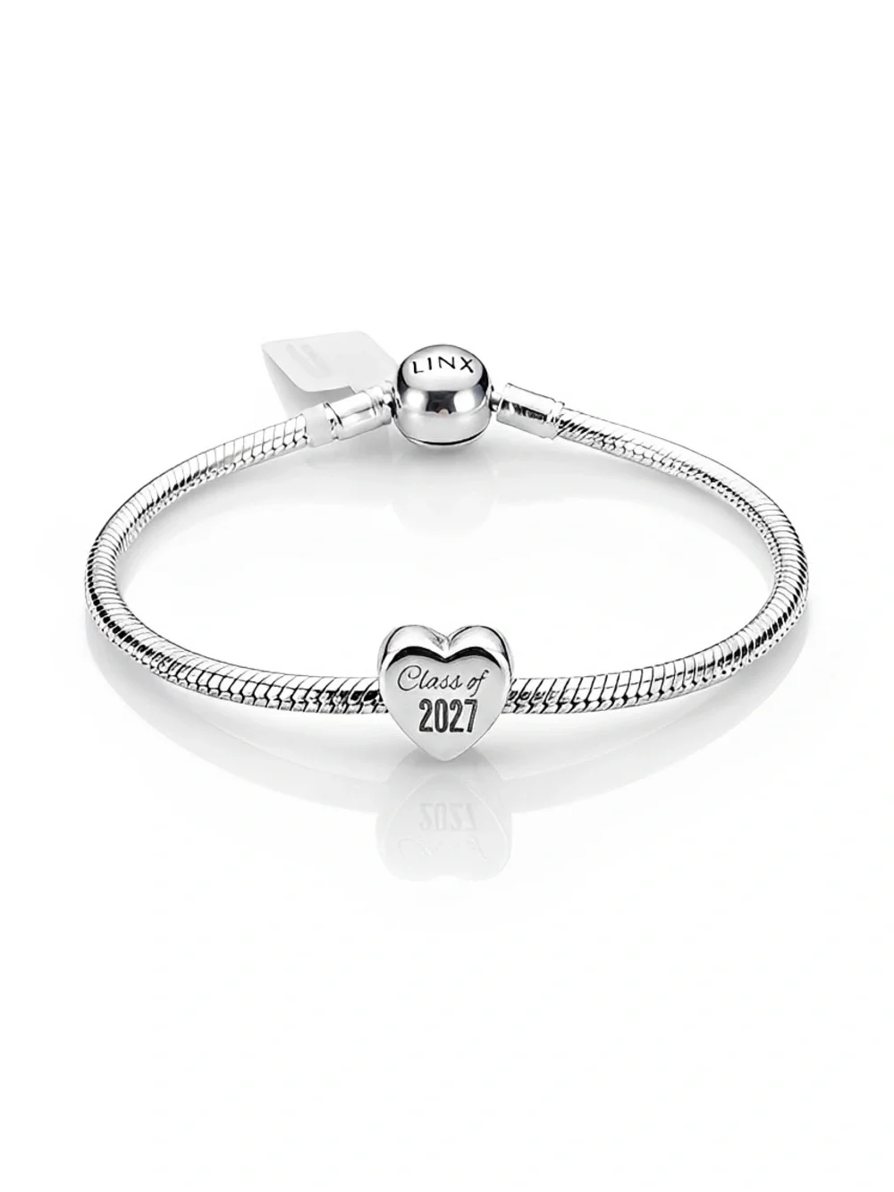 Linx Snake Chain Bracelet with Class of 2027 Graduation Heart Charm